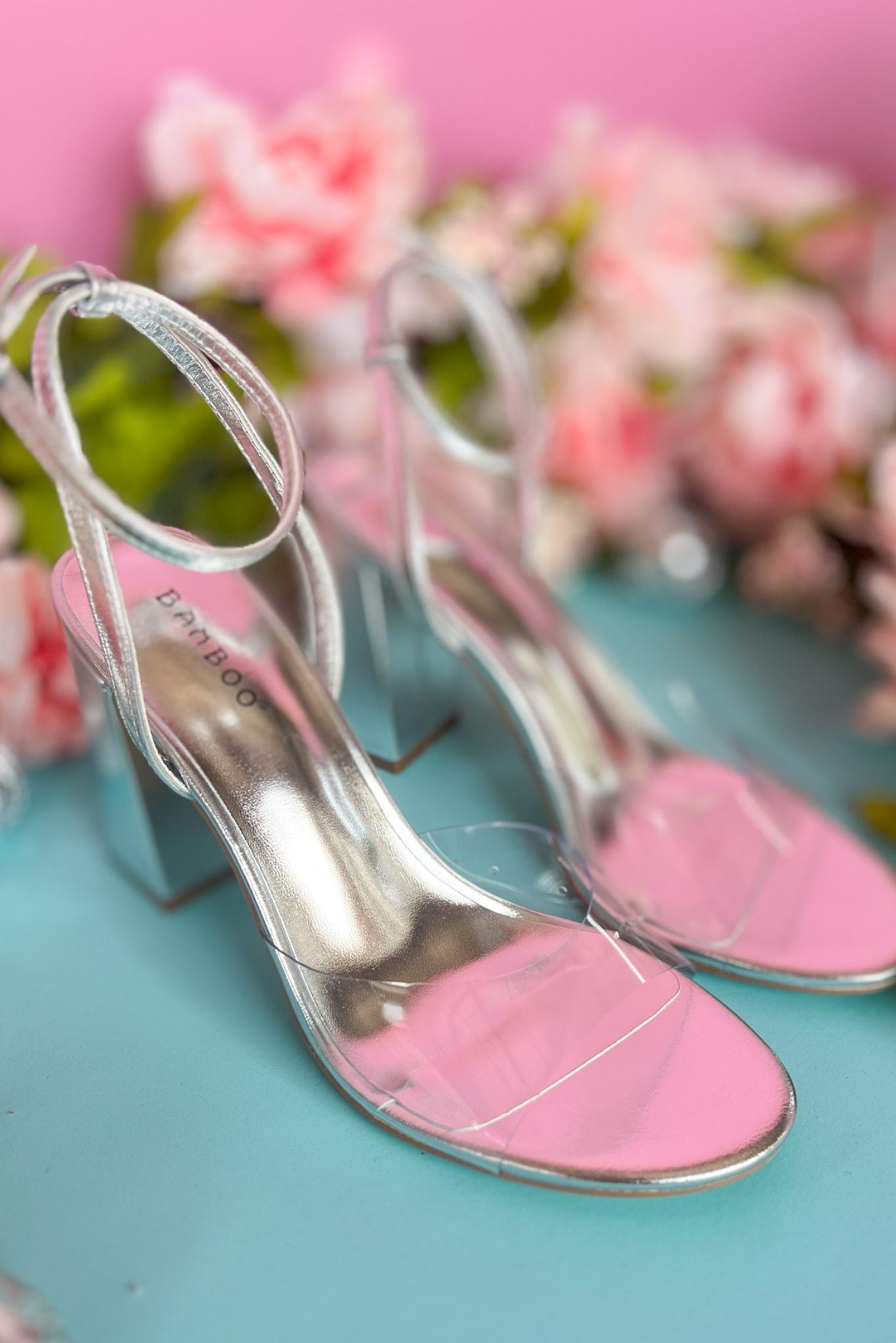 Silver Metallic Single Clear Strap Heel, shoes, heels, silver heels, clear heel, shop style your senses by mallory fitzsimmons, ssys by mallory fitzsimmons