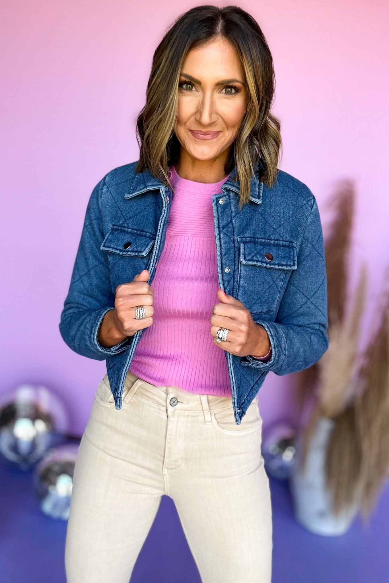 Medium Wash Quilted Denim Jacket, denim jacket, quilted jacket, transition piece, mom style, elevated style, shop style your senses by mallory fitzsimmons