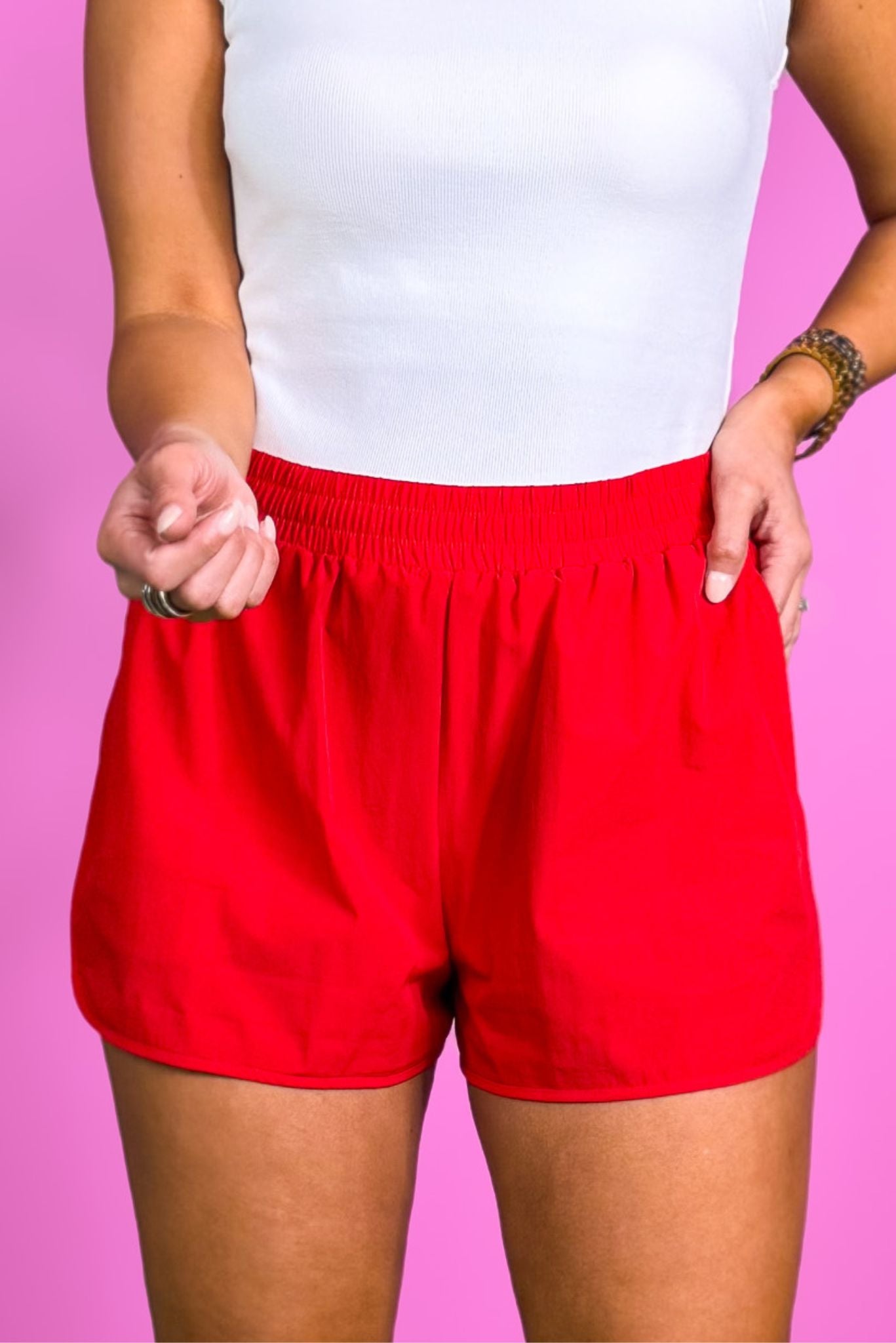 SSYS Solid Active Shorts In Red *FINAL SALE*