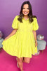 Lime Green Button Front Collared Short Puff Sleeve Dress, tiered dress, neon dress, must have dress, must have style, weekend style, spring fashion, elevated style, elevated style, mom style, shop style your senses by mallory fitzsimmons, ssys by mallory fitzsimmons