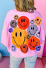Pink Happy Face Printed Long Sleeve Pullover, must have sweatshirt, elevated sweatshirt, bright sweatshirt, spring style, trendy style, trendy sweatshirt, shop style your senses by mallory fitzsimmons, ssys by mallory fitzsimmons