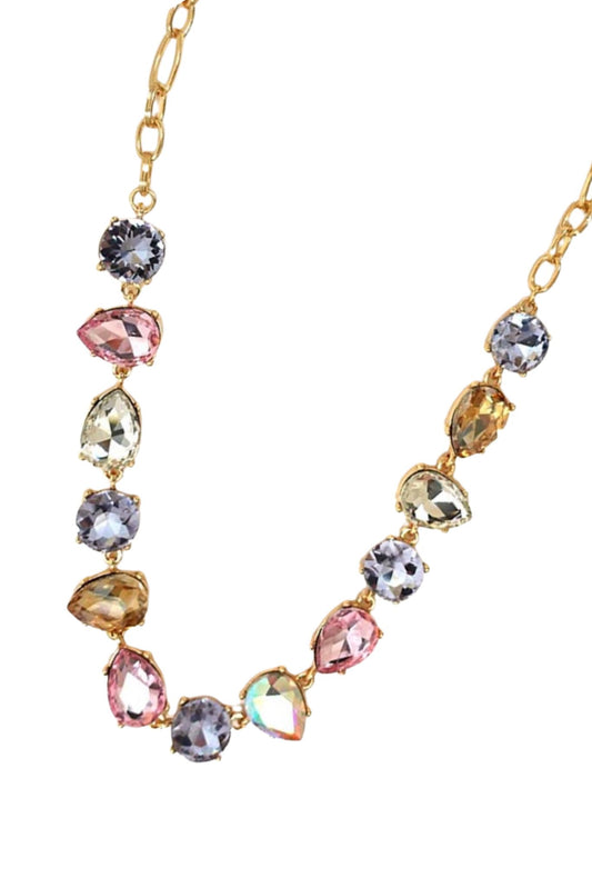 Multi Jewel Stones Gold Chain Necklace