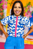 THML White Print Mock Neck Contrast Front Stripe Top, thml top, printed top, must have top, elevated top, vacation style, summer style, spring style, mom style, summer fashion, spring fashion, shop style your senses by Mallory Fitzsimmons, ssys by Mallory Fitzsimmons