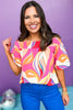 Fuchsia Multi Print Smocked Off Shoulder Neck Short Flutter Sleeve Top, must have top, must have style, summer style, spring fashion, elevated style, elevated top, mom style, shop style your senses by mallory fitzsimmons, ssys by mallory fitzsimmons