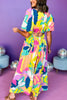 Pink Multi Print Round Neck Short Bubble Sleeve Cut Out Back Dress, tropical dress, beach dress, must have dress, must have style, church style, brunch style, spring fashion, elevated style, elevated style, mom style, shop style your senses by mallory fitzsimmons, ssys by mallory fitzsimmons Edit alt text