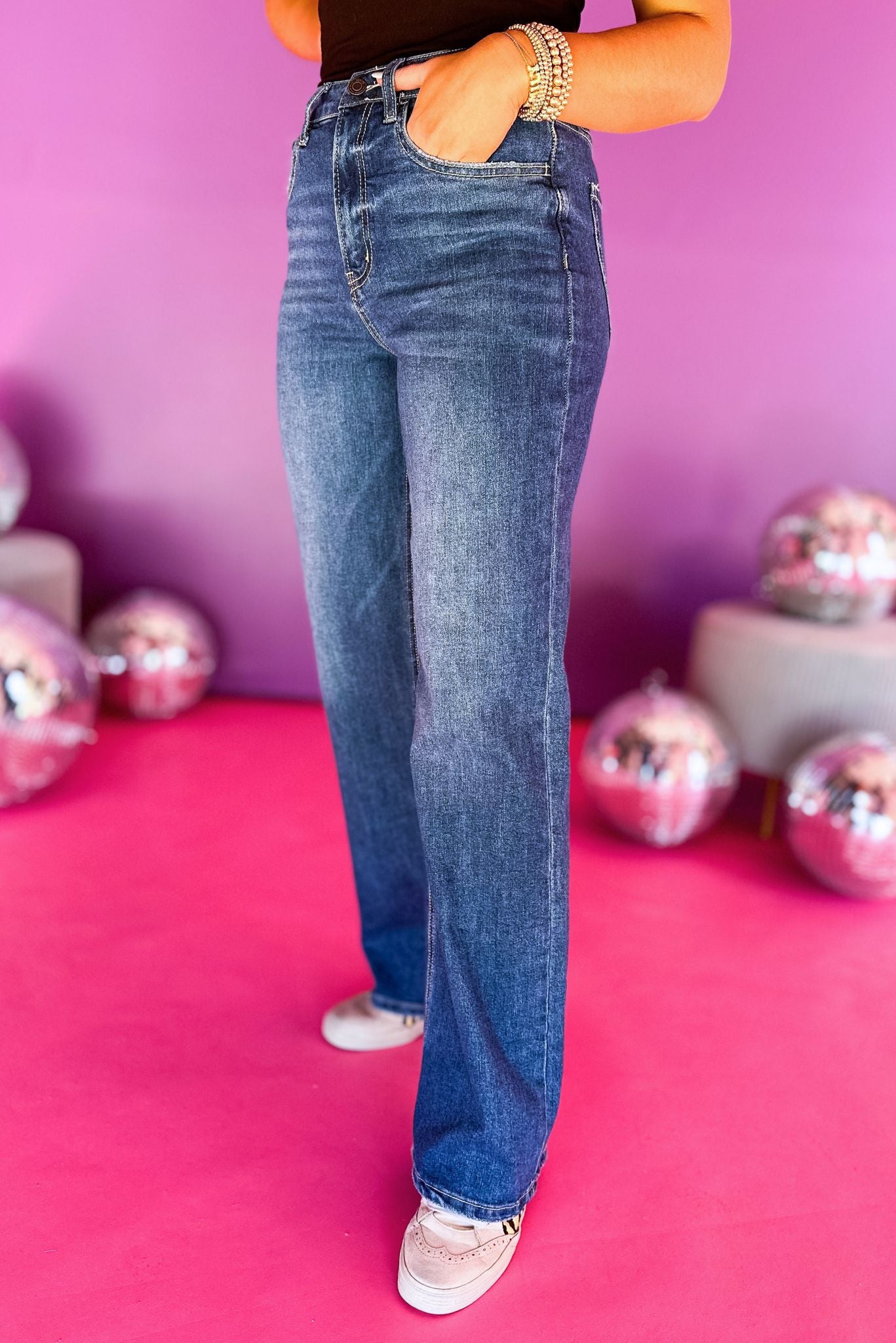 Vervet Blue Medium Wash 90's High Rise Loose Fit Jeans
