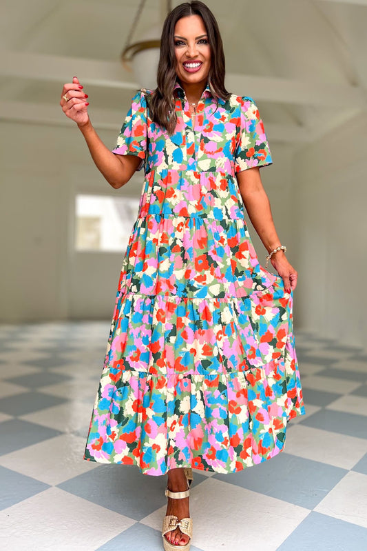 SSYS The Short Sleeve Emery Midi Dress In Olive Spotted, ssys the label, ssys dress, printed dress, must have dress, must have style, weekend style, brunch style, spring fashion, elevated style, elevated style, mom style, shop style your senses by mallory fitzsimmons, ssys by mallory fitzsimmons