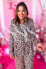 SSYS The Millie Long Sleeve Pants Pajamas Set In Tan Animal