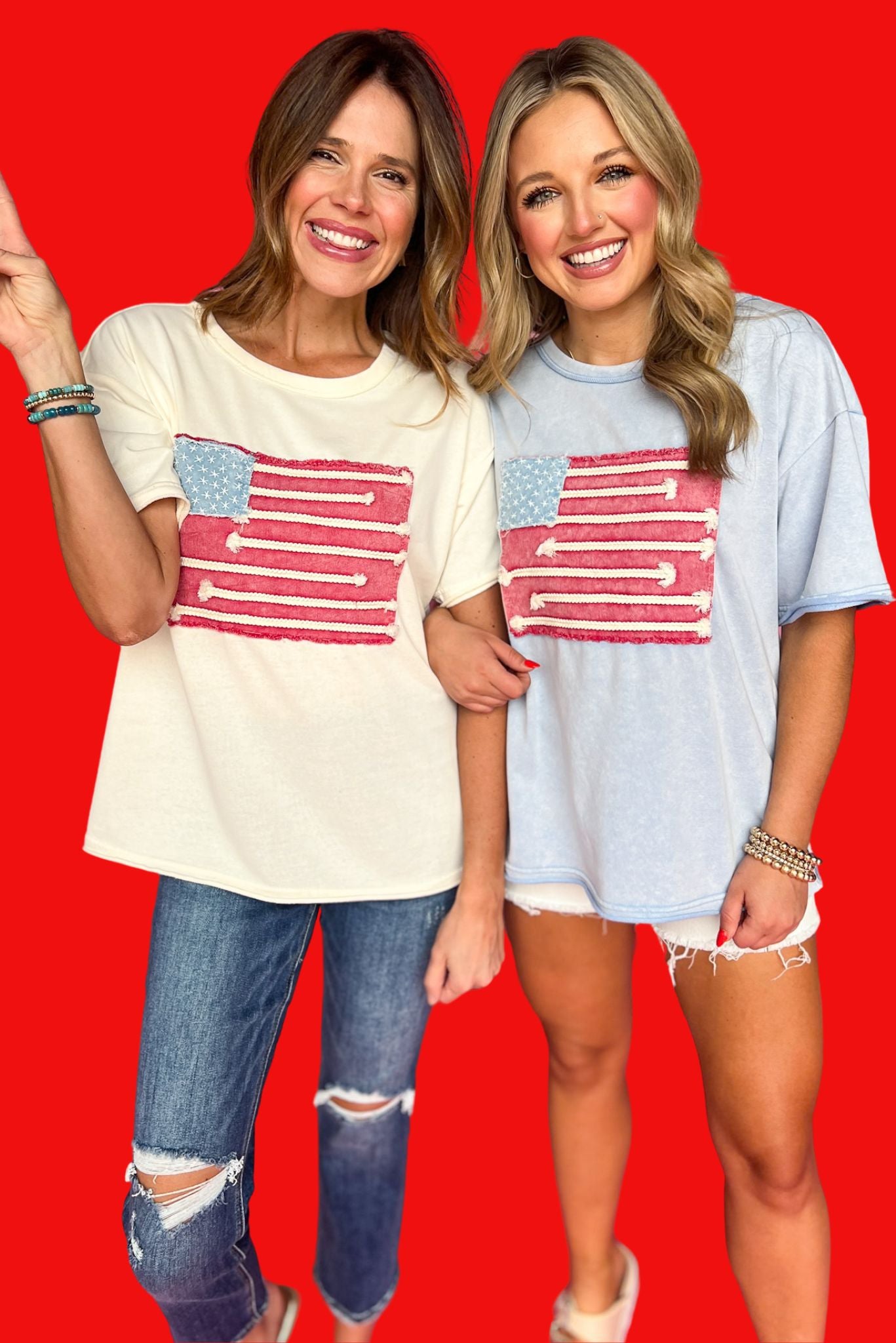 Blue Drop Shoulder Natural Hem Short Sleeve American Flag Top, t-shirt, must have tee, elevated tee, Fourth of July style, must have style, patriotic style, summer style, summer top, ssys by MALLORY FITZSIMMONS