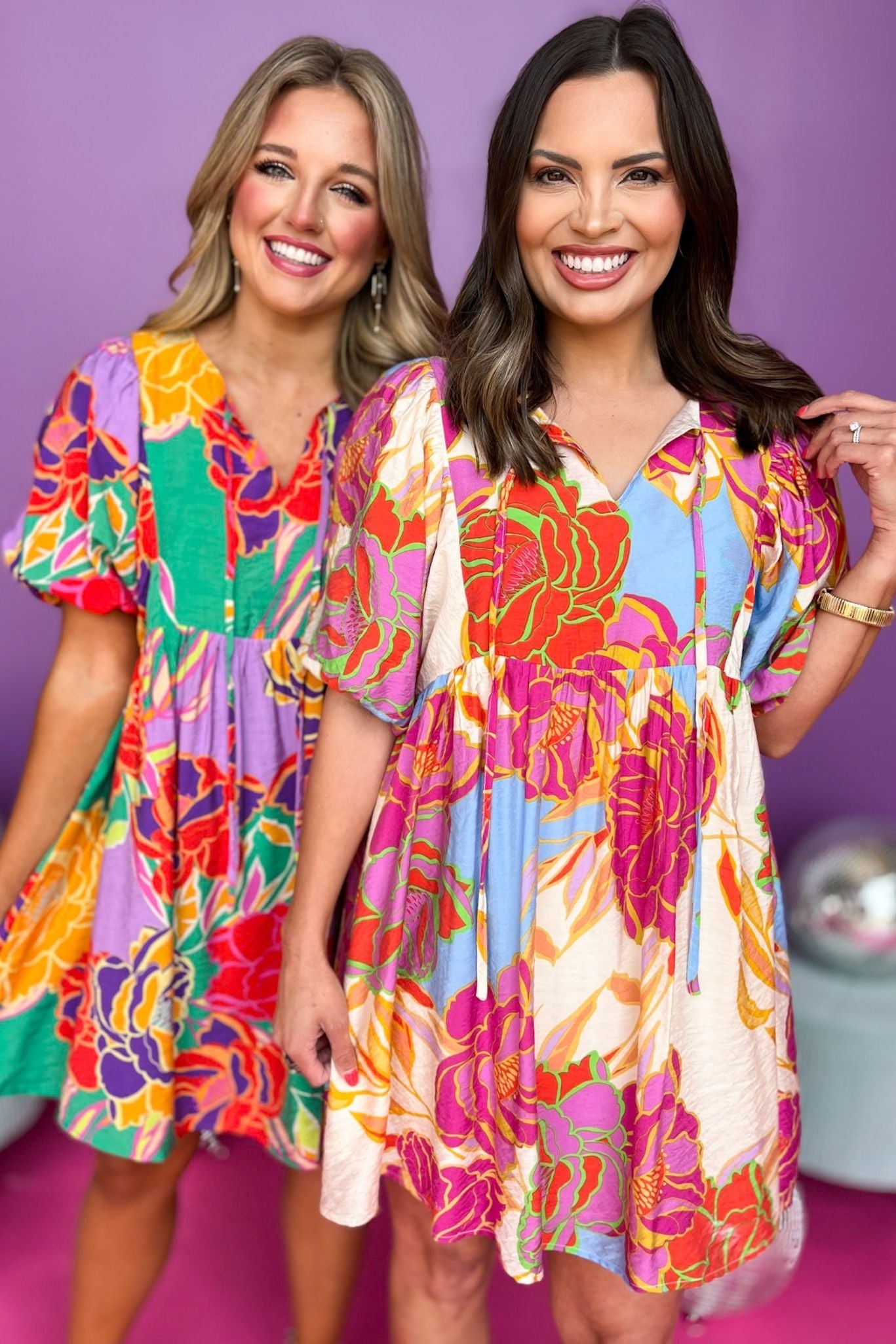 Green Multi Floral Tie Neck Half Balloon Sleeve Dress, floral dress, must have dress, must have style, weekend style, spring fashion, elevated style, elevated style, mom style, shop style your senses by mallory fitzsimmons, ssys by mallory fitzsimmons Edit alt text
