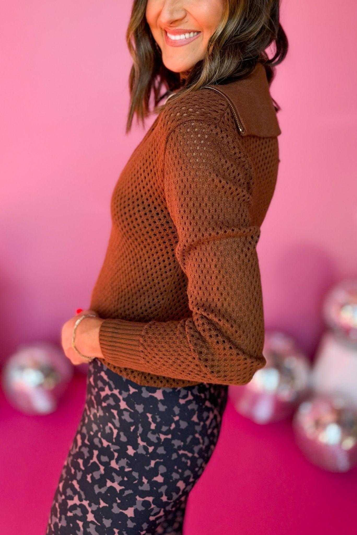 SSYS Tan Crochet Zip Up Sweater, SSYS the label, must have jacket, must have style, elevated athleisure, must have athleisure, mom style, active style, must have activewear, shop style your senses by mallory fitzsimmons