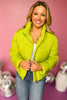 Lime Green Adjustable Drawcord Back Puffer Jacket, must have jacket, must have design, fall fashion, fall jacket, elevated style, fall style, elevated jacket, mom style, shop style your senses by mallory fitzsimmons