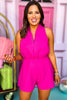 Magenta Open Back Sleeveless Halter Romper,  must have romper, elevated romper, vacation style, summer style, spring style, mom style, summer fashion, spring fashion, shop style your senses by Mallory Fitzsimmons, ssys by Mallory Fitzsimmons