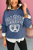 Blue Varsity Paris Sweatshirt, must have sweatshirt, elevated sweatshirt, graphic sweatshirt, must have style, comfortable style, casual fashion, mom style, shop style your senses by mallory fitzsimmons