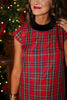 SSYS Nora Velvet Collar Cap Sleeve Maxi Dress In Red Tartan