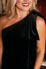 SSYS Delia One Shoulder Velvet Bow Dress In Black