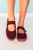 Burgundy Retro Stripe Sneaker Mary Jane Flats