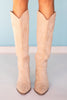Beige Suede Tall Pointed Toe Boots *FINAL SALE*