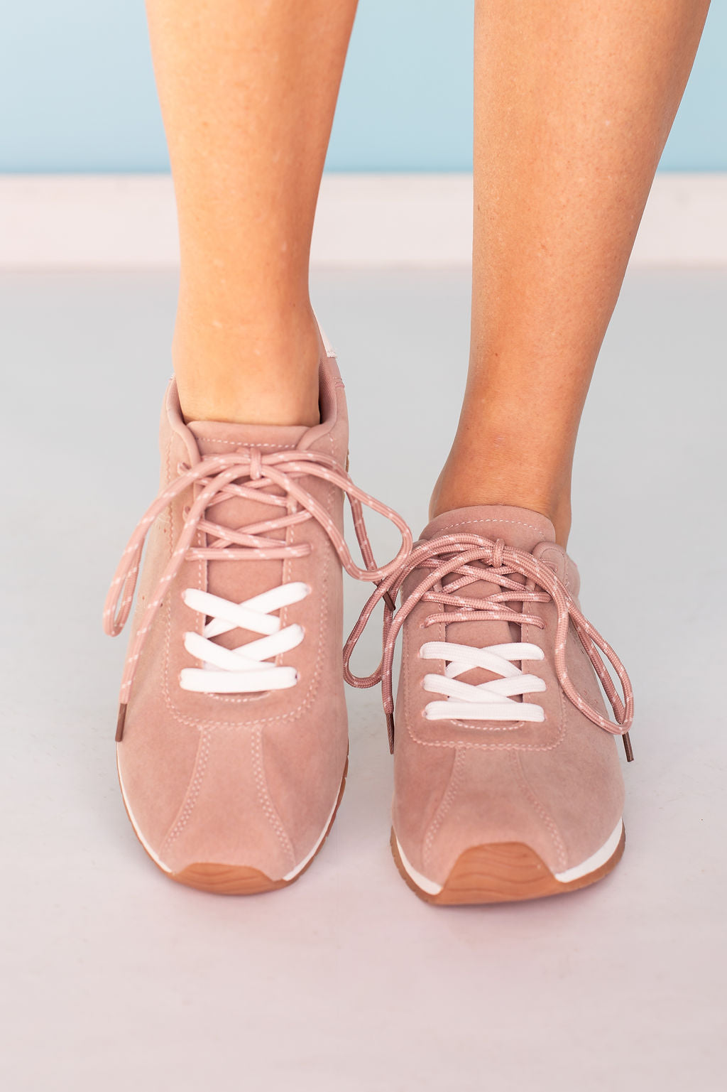 Pink Cord Double Lace Suede Sneakers *FINAL SALE*