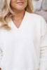 SSYS Lara V Neck Fleece Lined Cropped Sweatshirt In Ivory