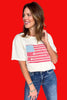 Ivory Drop Shoulder Natural Hem Short Sleeve American Flag Top, t-shirt, must have tee, elevated tee, Fourth of July style, must have style, patriotic style, summer style, summer top, ssys by MALLORY FITZSIMMONS