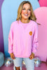 Pink Happy Face Printed Long Sleeve Pullover, must have sweatshirt, elevated sweatshirt, bright sweatshirt, spring style, trendy style, trendy sweatshirt, shop style your senses by mallory fitzsimmons, ssys by mallory fitzsimmons