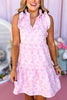 THML Pink Flower Print Frill V Neck Ruffle Sleeveless Dress, Floral dress, spring dress, church dress, mini dress, spring style, church style, elevated style, mom style, shop style your senses by mallory fitzsimmons, ssys by mallory fitzsimmons