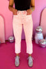 Vervet Pink Wash Mid Rise Front Pocket Crop Flare Jeans,  pink jeans, crop jeans, must have jeans, must have style, must have comfortable style, spring fashion, spring style, street style, mom style, elevated comfortable, elevated style, shop style your senses by mallory fitzsimmons