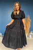 Black Puff Short Sleeve Wrap Midi Dress, dress, short sleeve dress, wrap dress, midi dress, short sleeve wrap midi dress, black short sleeve wrap midi dress, puffy sleeves, puffy sleeve wrap midi dress, must have dress, elevated dress, elevated style, summer dress, summer style, Shop Style Your Senses by Mallory Fitzsimmons, SSYS by Mallory Fitzsimmons