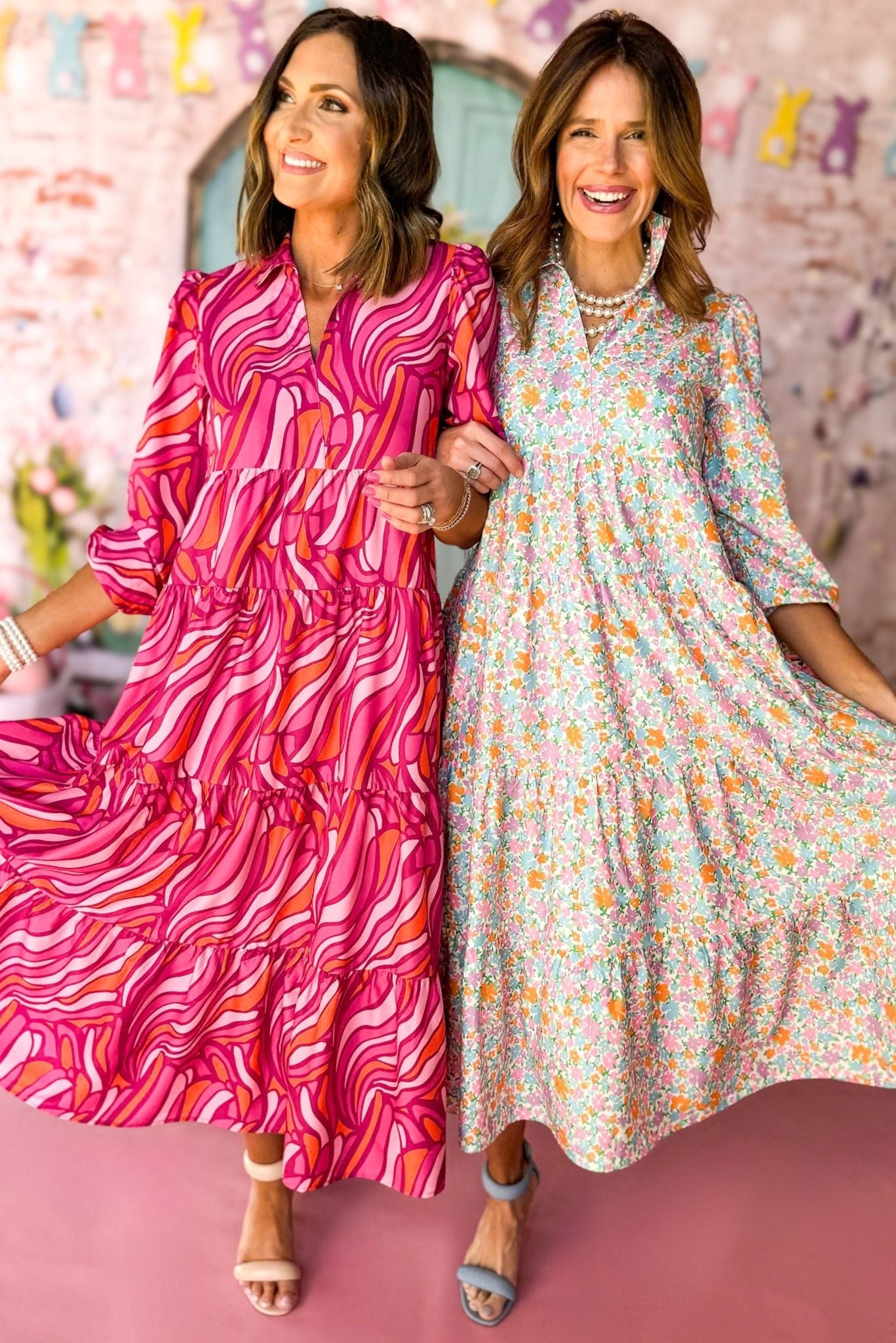 SSYS The Emery Midi Dress In Magenta Orange Swirl, ssys the label, must have dress, printed dress, easter dress, must have easter dress, spring fashion, mom style, brunch style, church style, shop style your senses by mallory fitzsimmons, ssys by mallory fitzsimmons