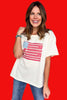Ivory Drop Shoulder Natural Hem Short Sleeve American Flag Top, t-shirt, must have tee, elevated tee, Fourth of July style, must have style, patriotic style, summer style, summer top, ssys by MALLORY FITZSIMMONS