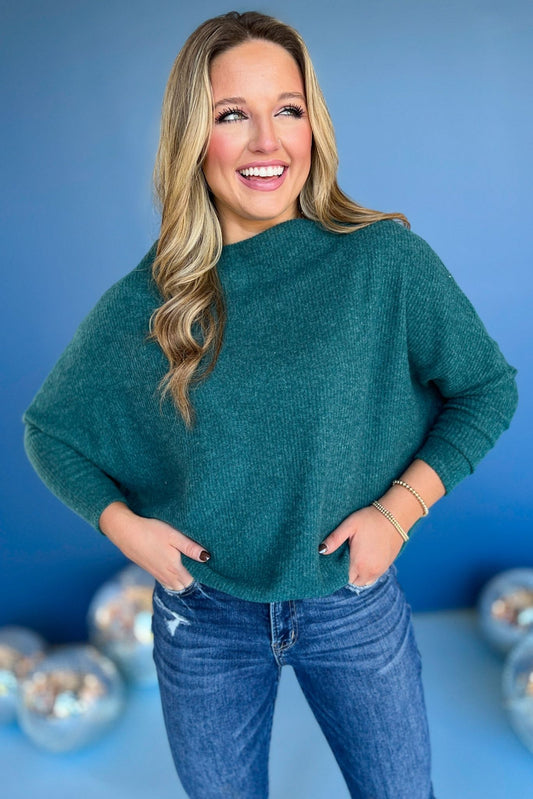 Hunter Green Brushed Ribbed Knit Long Sleeve Top, must have top, must have cozy top, must have style, elevated top, elevated cozy, winter style, cold style, mom style, shop style your senses by mallory fitzsimmons