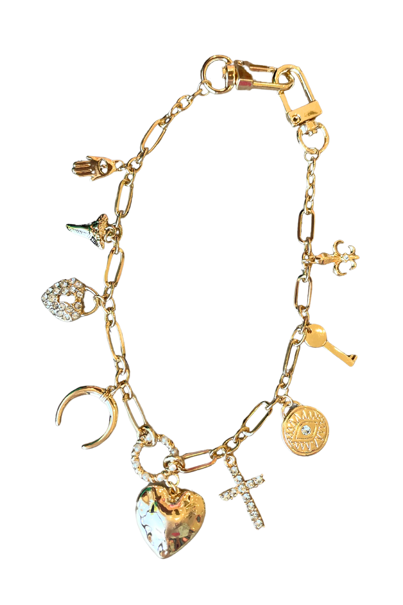 Gold Metal Heart Charm Handbag Chain