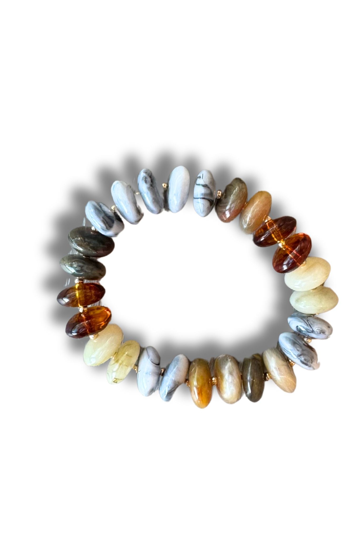 Rust Oval Disk Beaded Bracelet