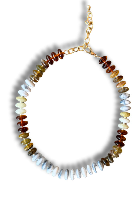 Rust Oval Disk Beaded Necklace