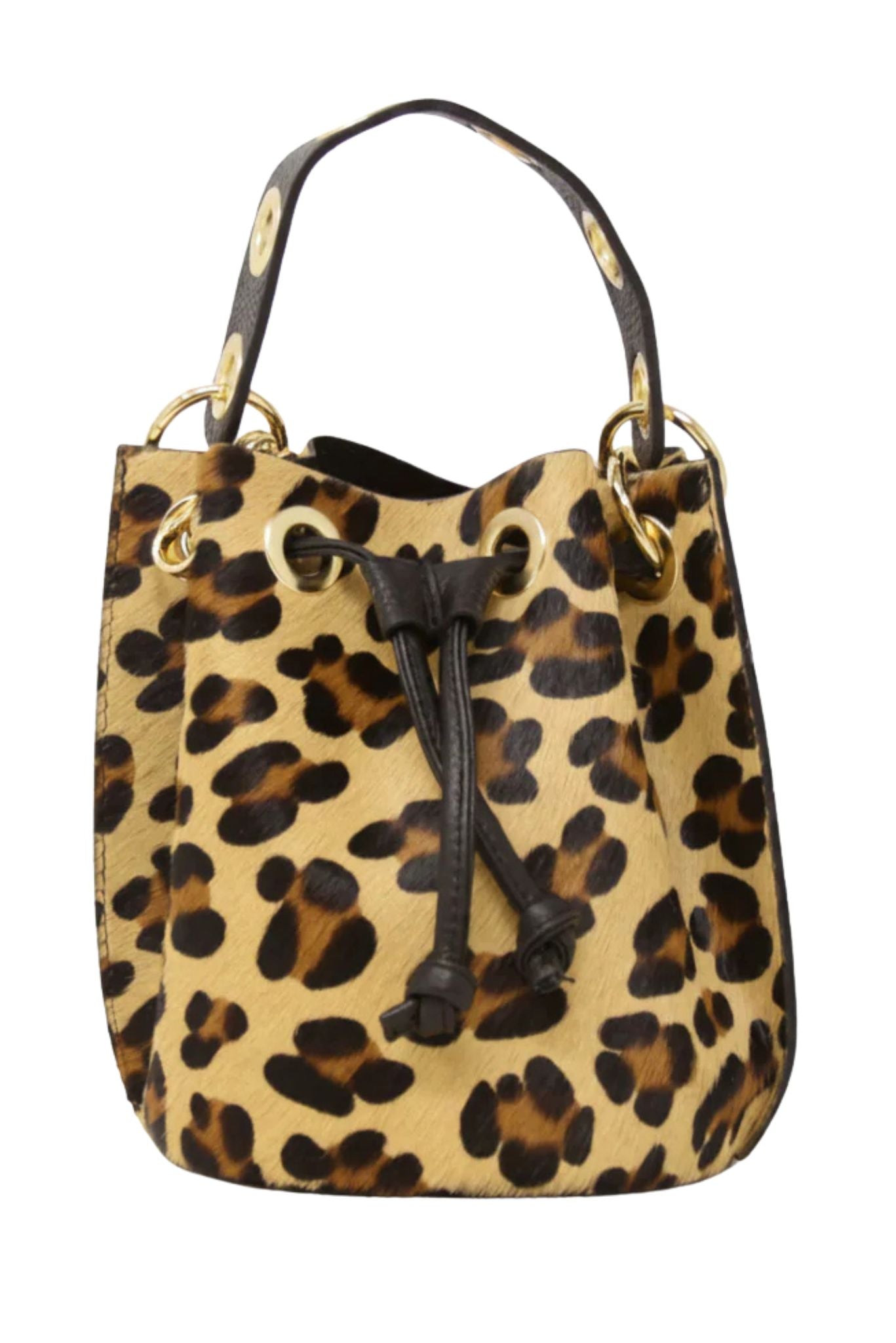 Spotted Animal Genuine Leather and Cowhide Bucket Bag