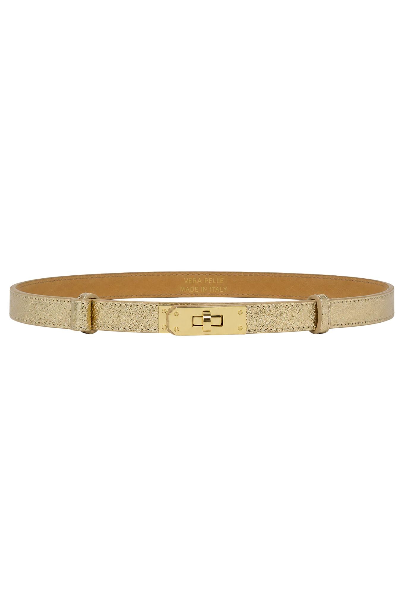 Gold Genuine Italian Leather Adjustable Belt