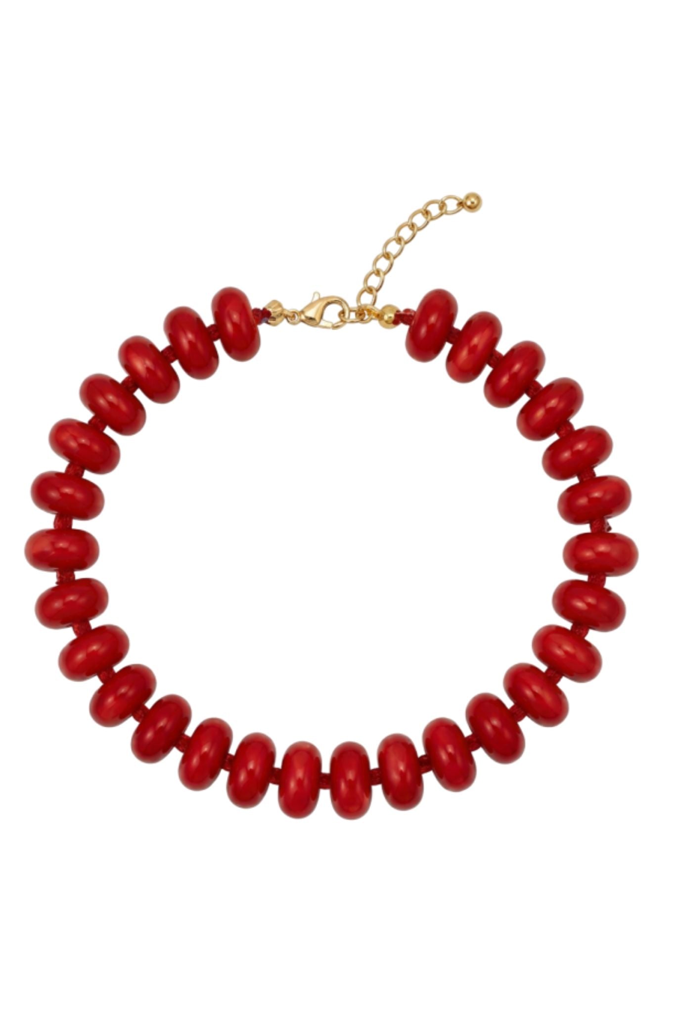 Red Beaded Statement Necklace