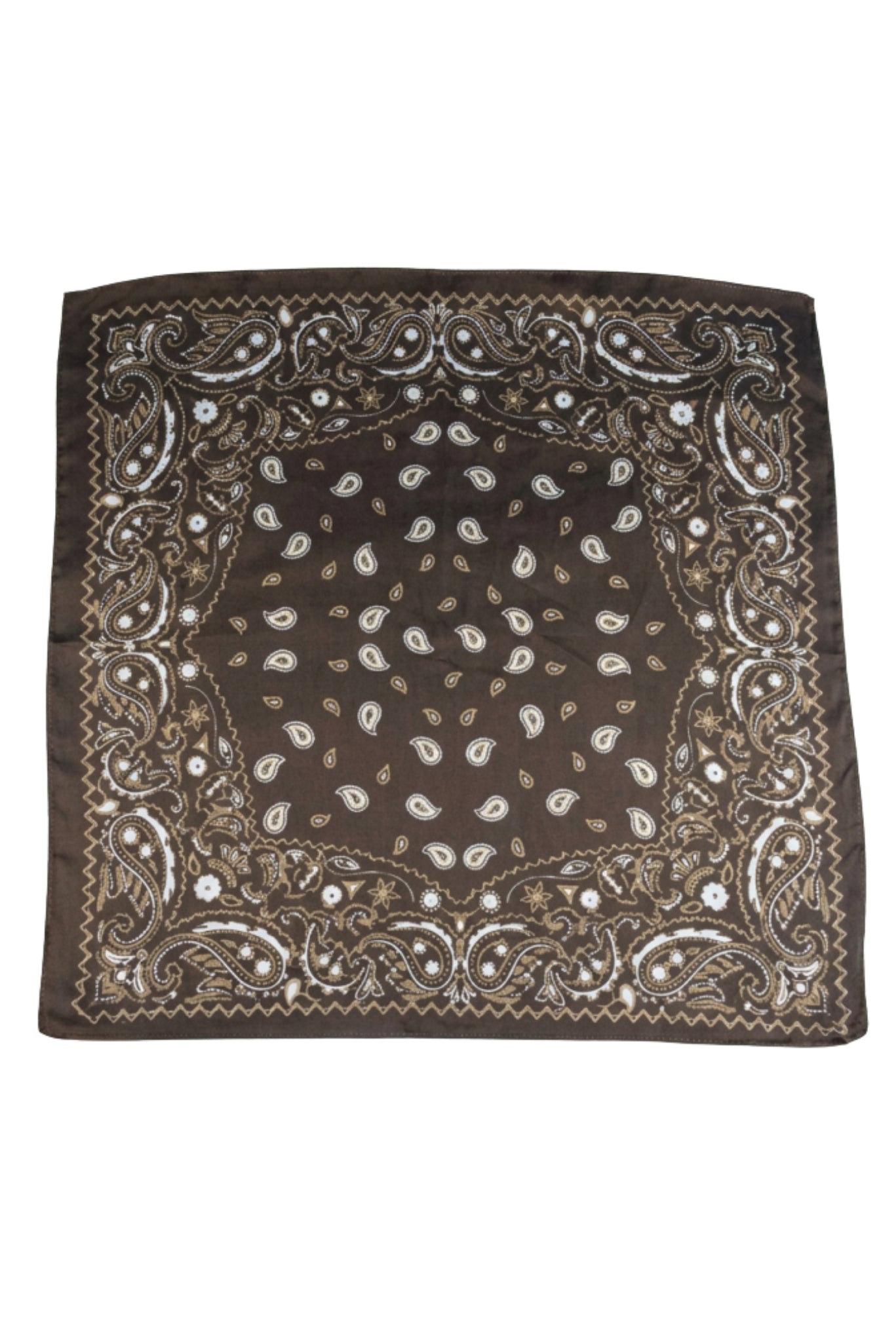 Brown Paisley Print Bandana Scarf