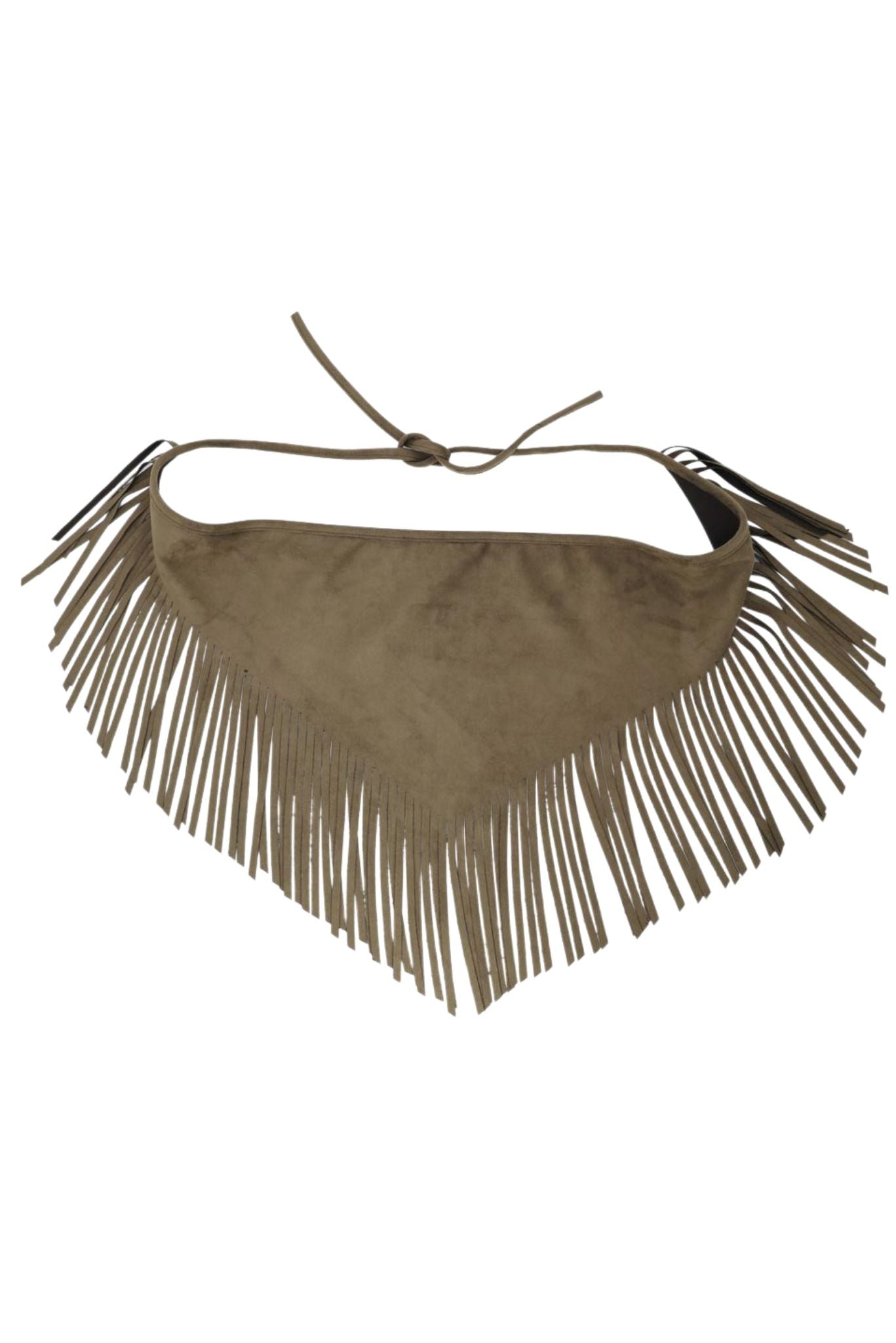 Olive Faux Suede Fringe Scarf Sarong