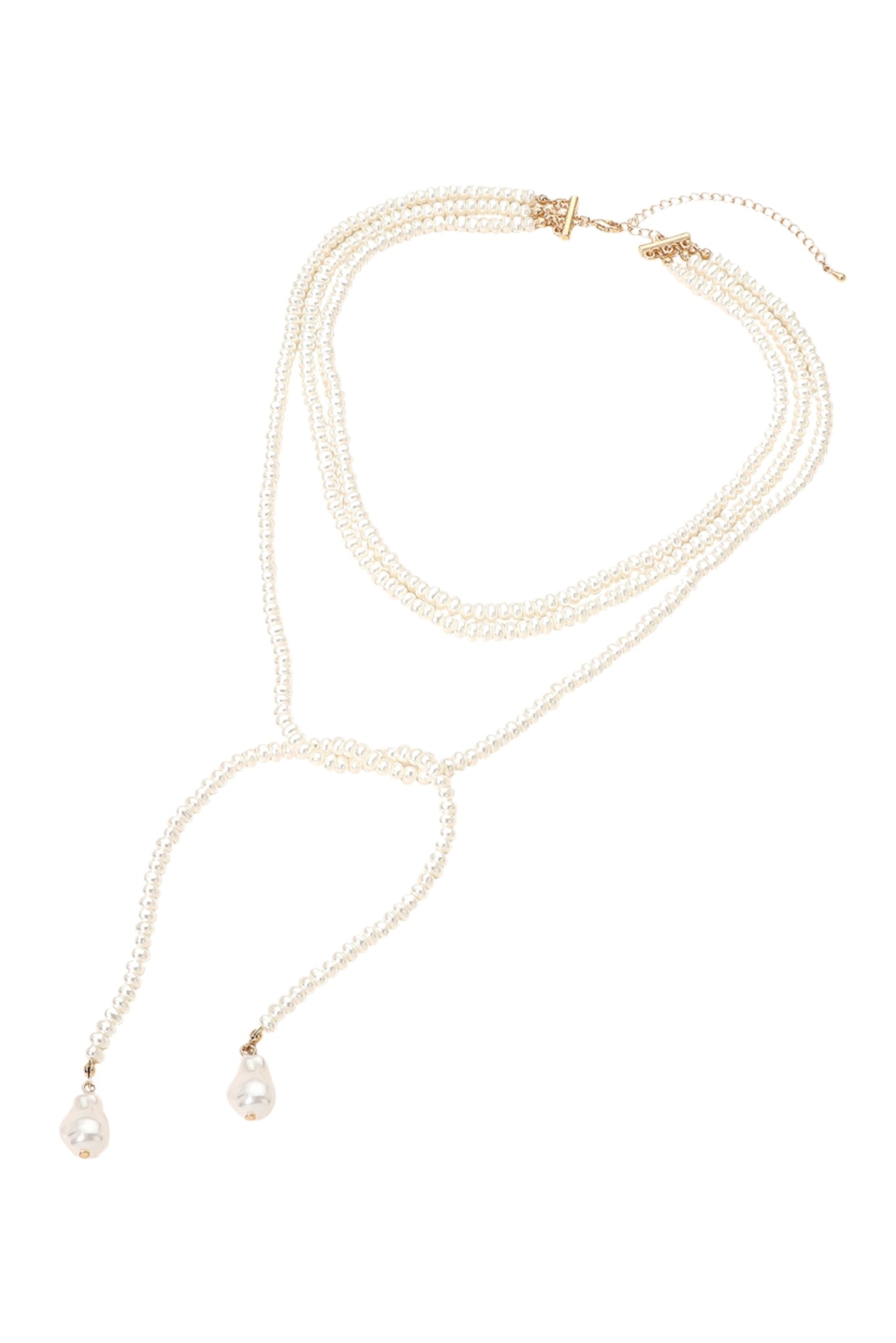 Pearl Layered Beaded Lariat Necklace