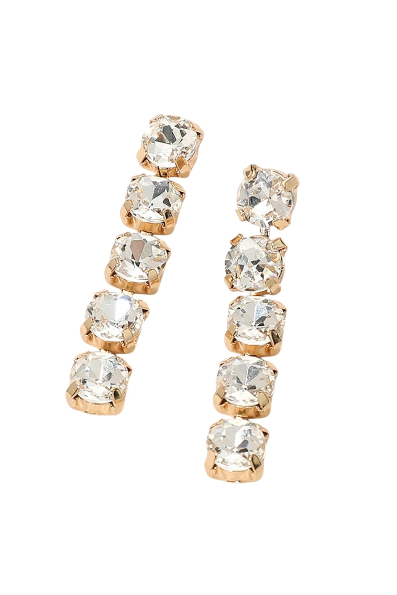Rhinestone Round Cluster Link Drop Earrings