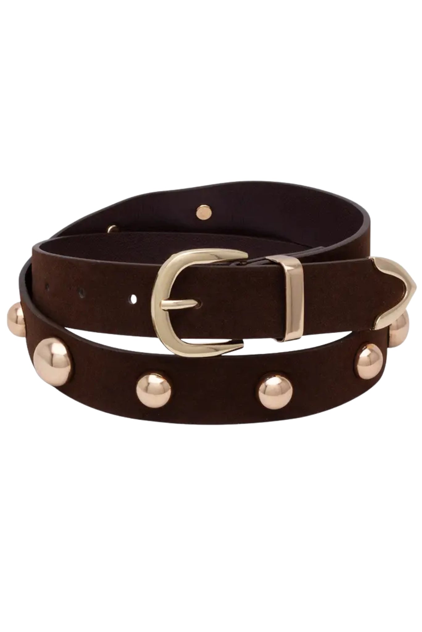 Dark Brown and Gold Studded Belt