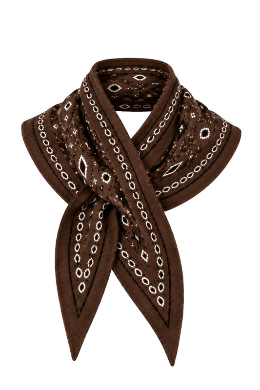 Dark Brown Knit Bandana Scarf
