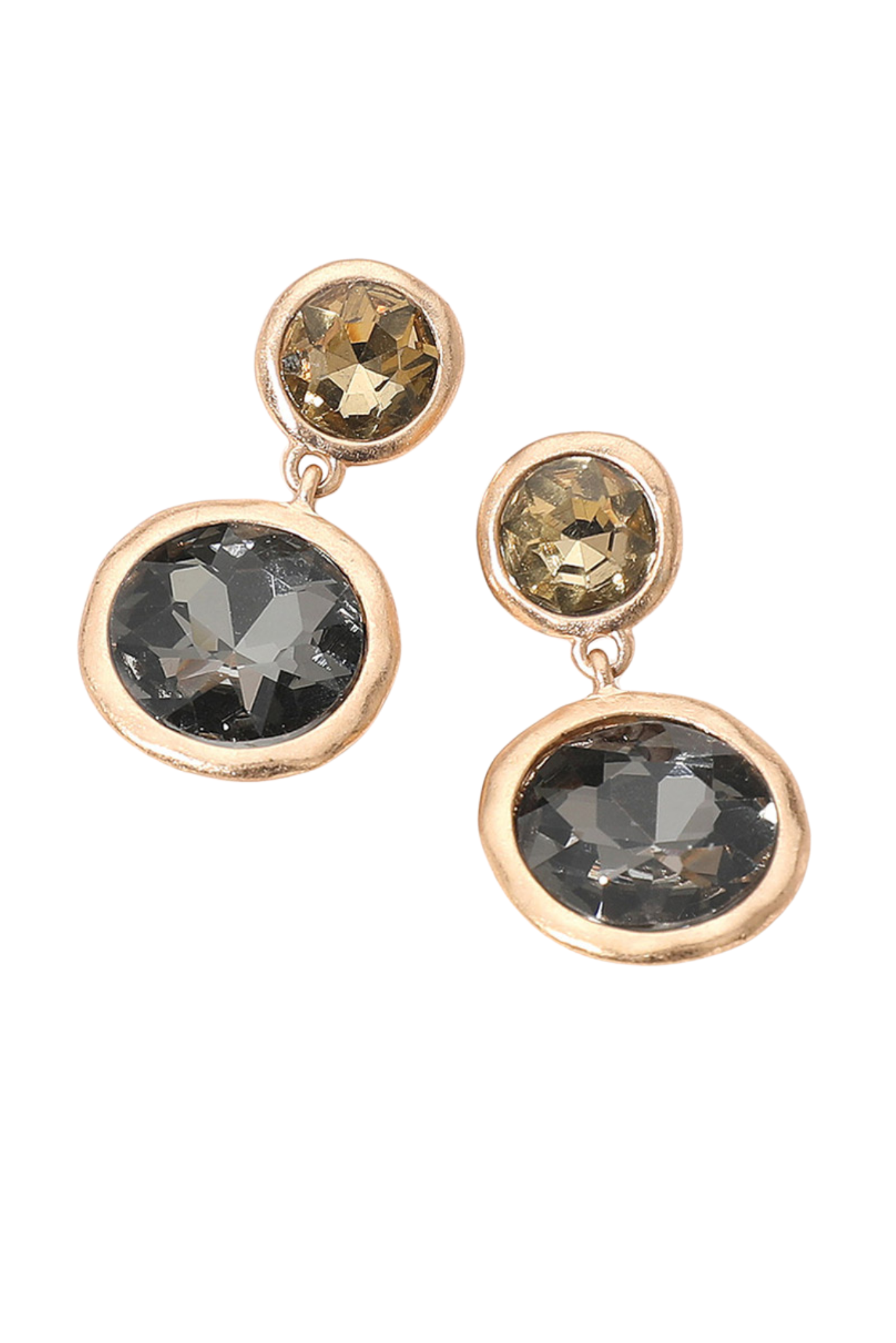 Black Diamond Dual Round Stone Drop Earrings