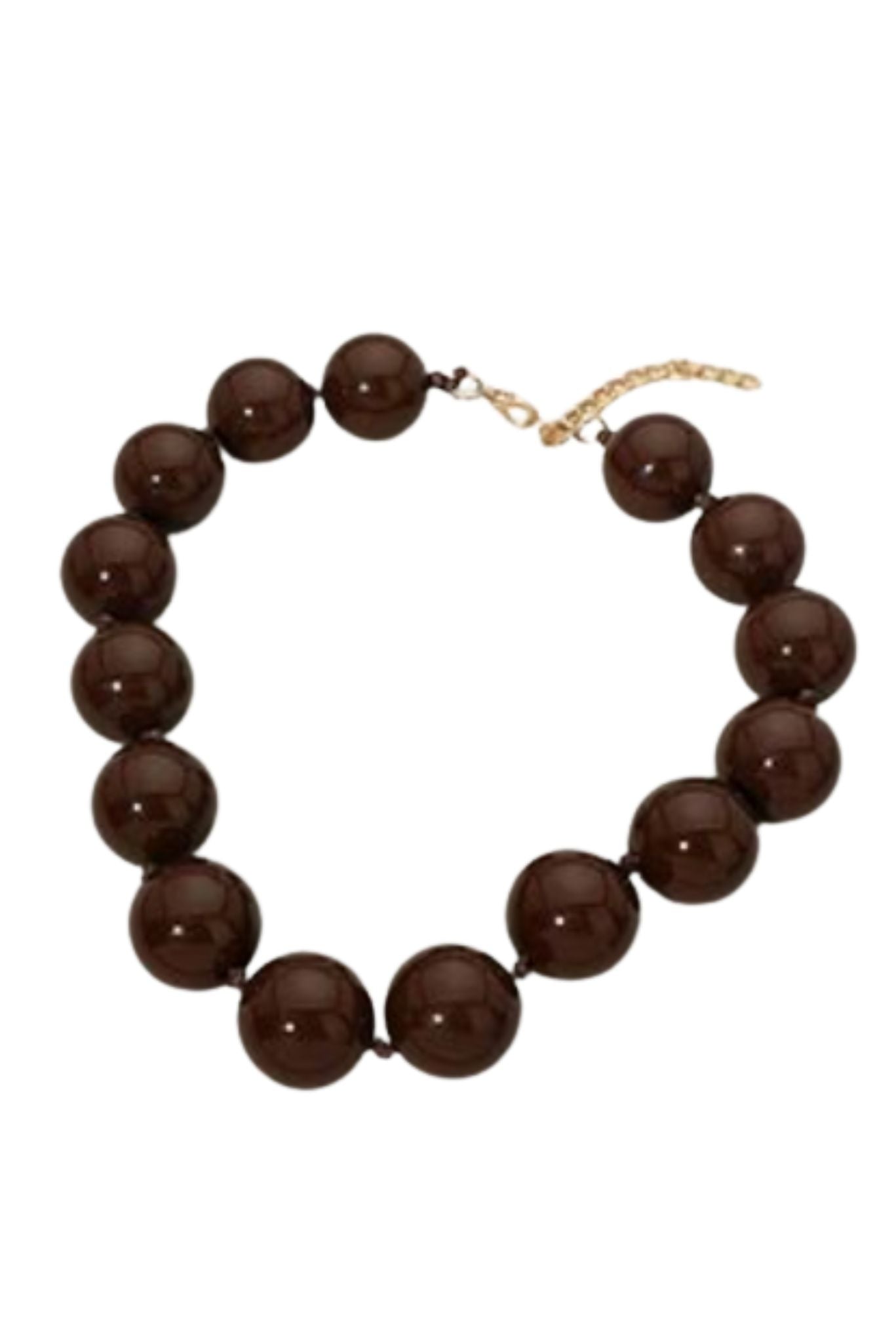 Brown Chunky Ball Beaded Statement Necklace