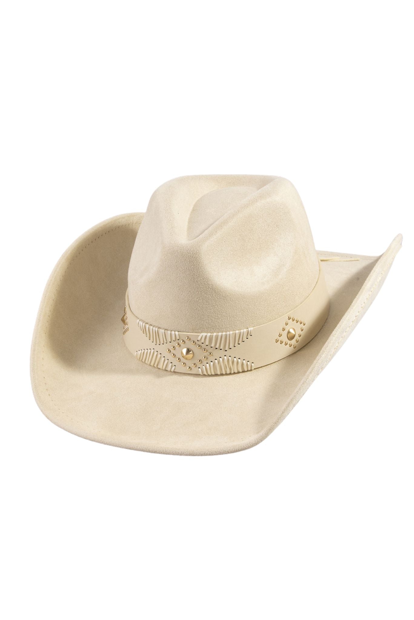 Ivory Cowboy Hat With Ivory and Gold Stitched Band