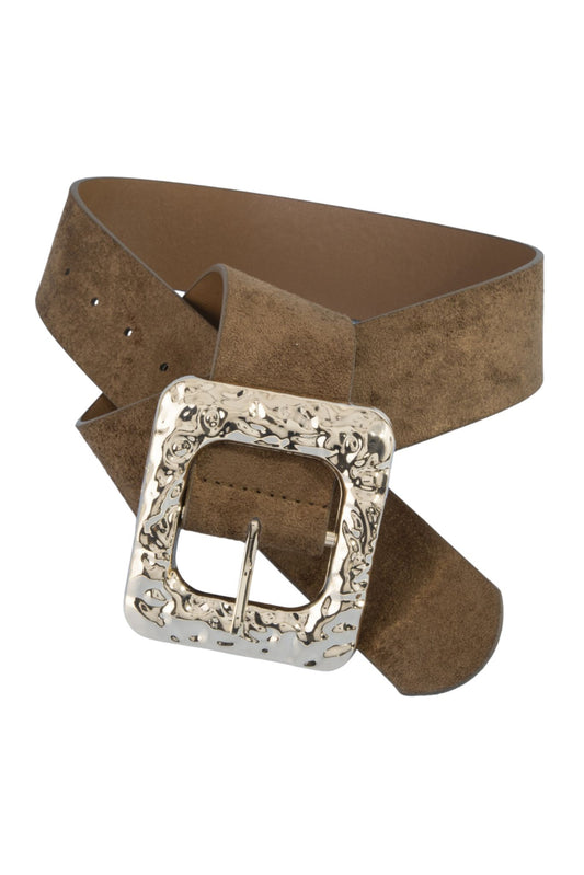 Gold and Brown Faux Leather Belt