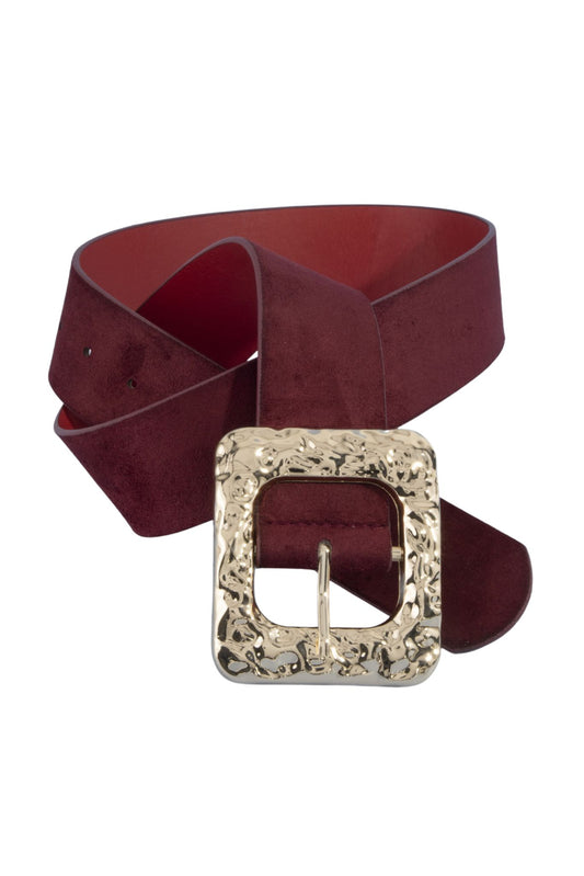 Gold and Maroon Faux Leather Belt