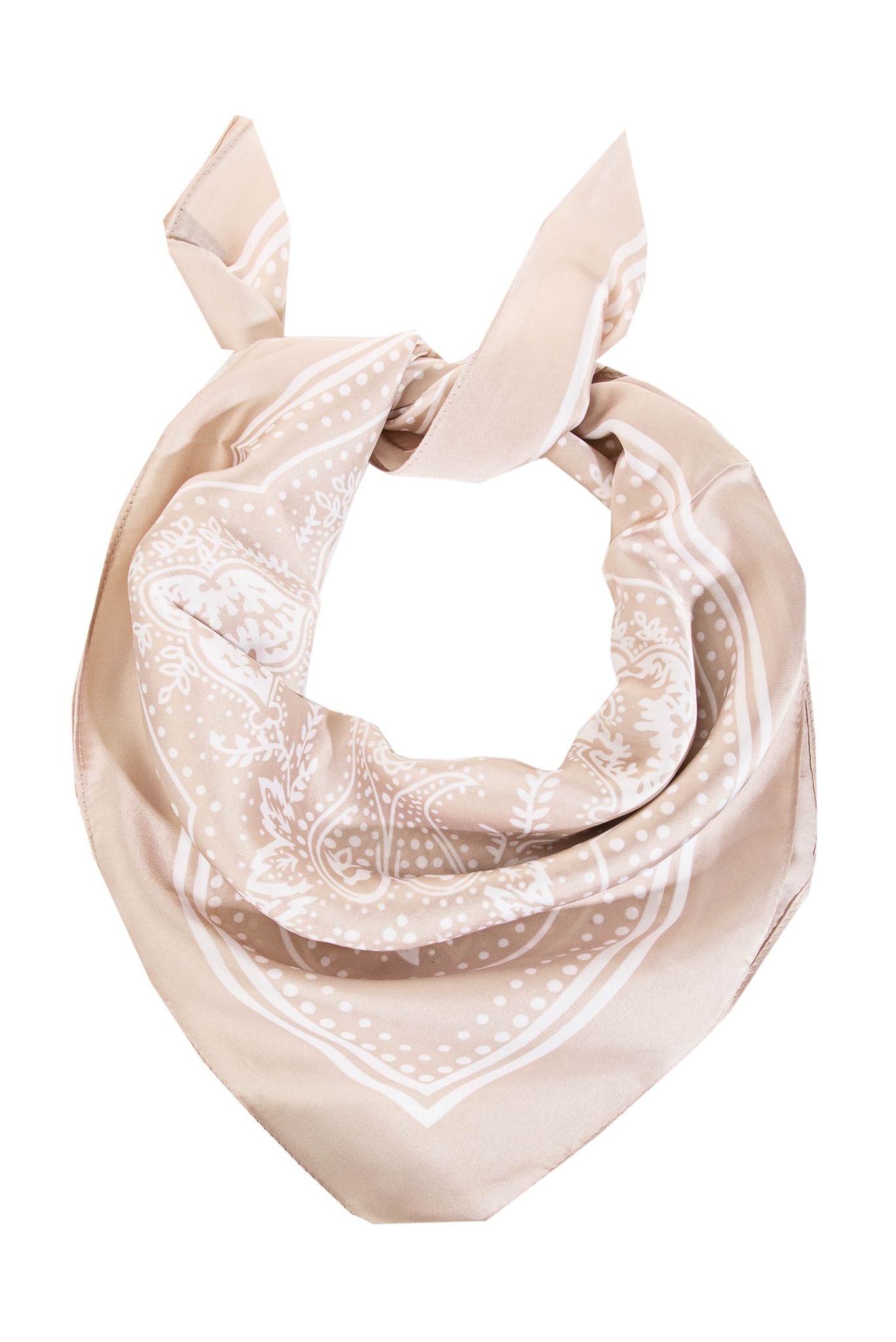 Ivory and White Paisley Print Bandana